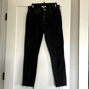 Re/Done cropped high rise black jeans. Size 28.